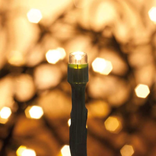 LED Minilichterkette 120 warmweiße LEDs grünes Kabel IP44 9m