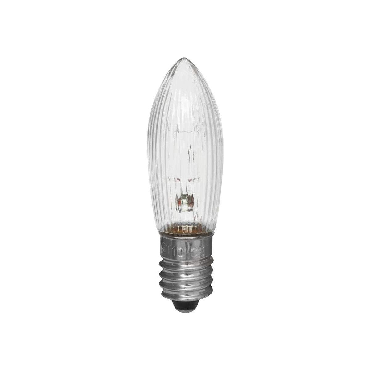 Topkerze E10 24V 1,8W Glas klar geriffelt 3er-Set