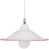 Ceramiche Borso Pendelleuchte Keramik weiß mit rosa Blumenmuster