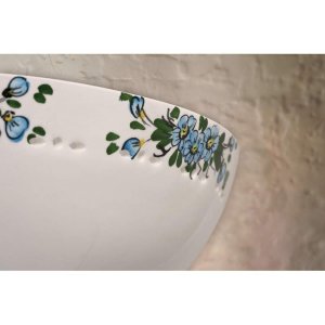 CERAMICHE BORSO Wandleuchte Keramik weiß Blumenmuster für 1 x E27