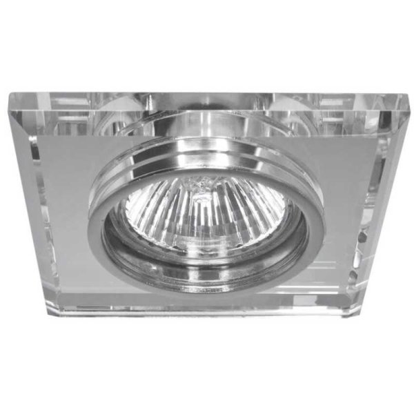 Glas LED Halogen-Einbauleuchte Chrom Glas verspiegelt Eckig für GU5,3