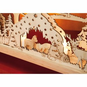 Schwibbogen Weihnachtsleuchter Wildfütterung Holz natur mit 10 x 3W