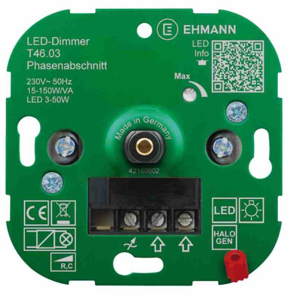 LED Dimmer Druck-/Wechsel-Dimmereinsatz LUMEO® DOMUS T46.03 15-150W