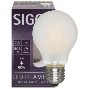 Sigor Dimmbare LED Gl&uuml;hlampe E27 7W matt 806lm...