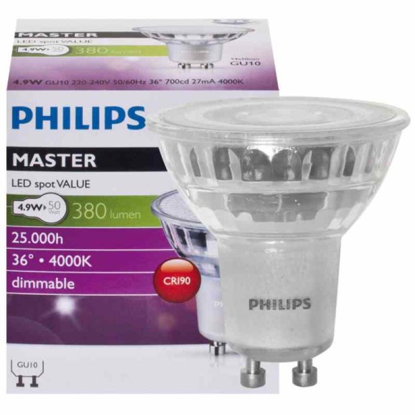 Philips MASTER LEDspot Value GU10 4,3W 40° 420lm neutralweiss dimmbar