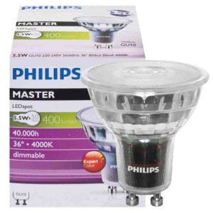 Philips Dimmbarer LED Strahler GU10 5,5W 400lm 36°...