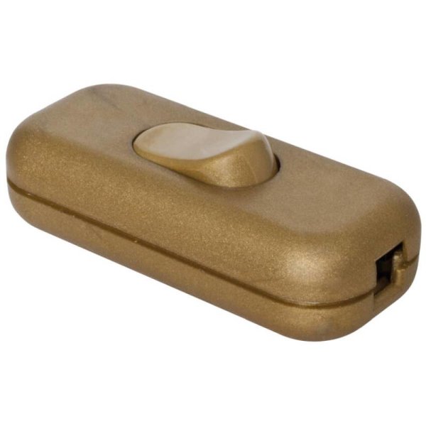 Schnurschalter Schnur Zwischenschalter 1-polig gold mit PE/N-Klemme