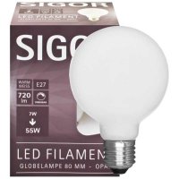 Sigor Dimmbare LED Globelampe E27 7W matt 806lm 2700K Ø=80mm