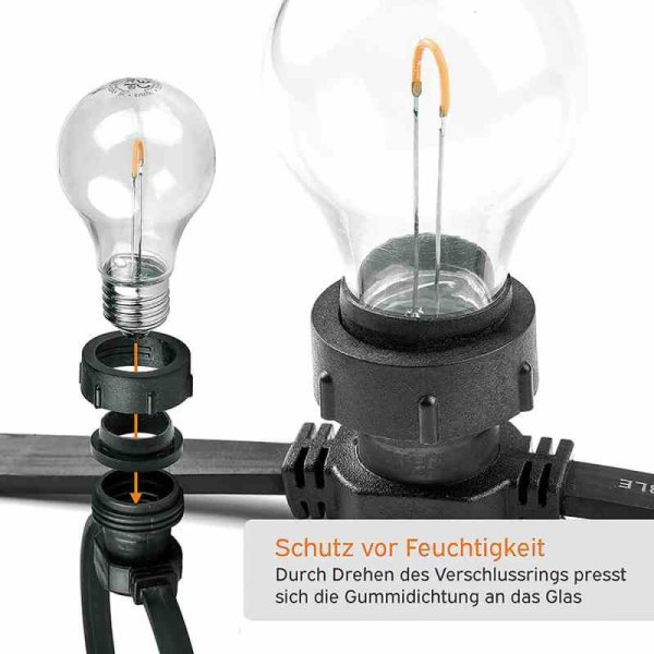 Außen Lichterkette 30 x E27 30m Partylichterkette, Bier