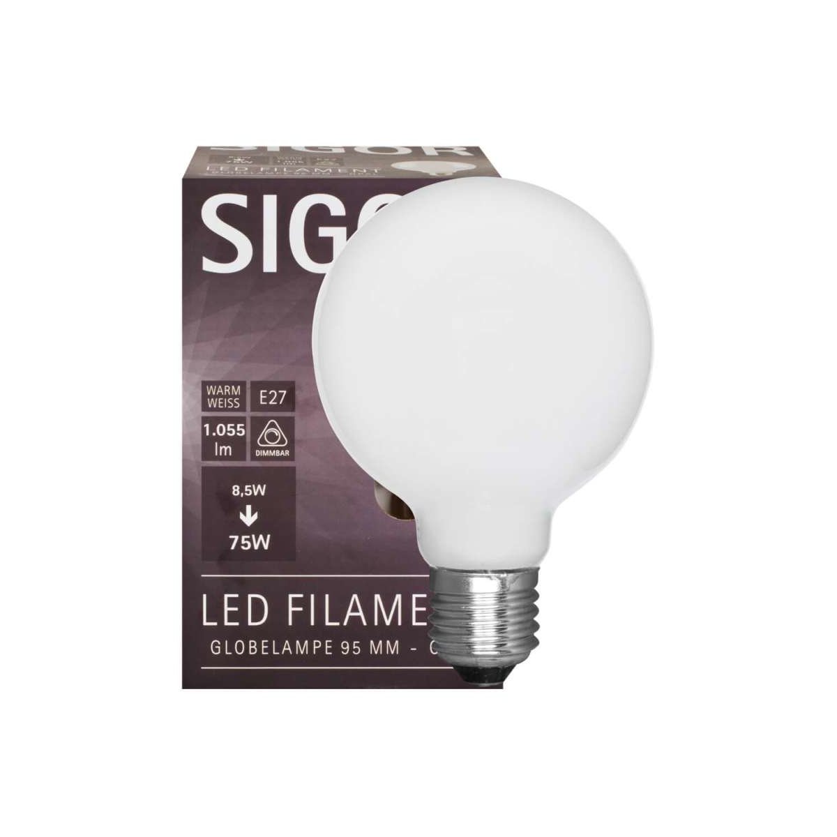 Sigor Dimmbare LED Globelampe E27 8,5W matt 1055lm 2700K &Os