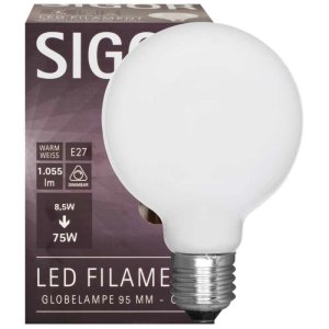 Sigor Dimmbare LED Globelampe E27 8,5W matt 1055lm 2700K Ø=95mm