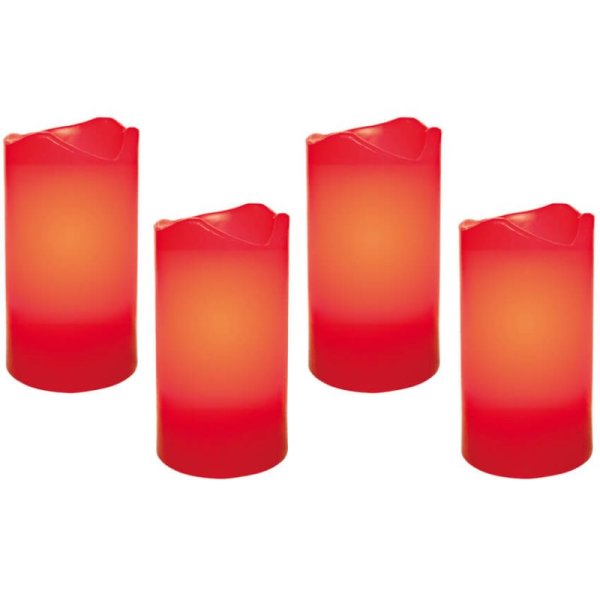 Rote LED Echtwachs Adventskerzen 4er-Set flackernde LEDs