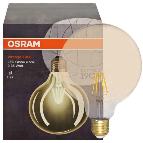 Osram Vintage 1906 LED Filament-Lampe Globe-Form gold E27 4,5W 420lm