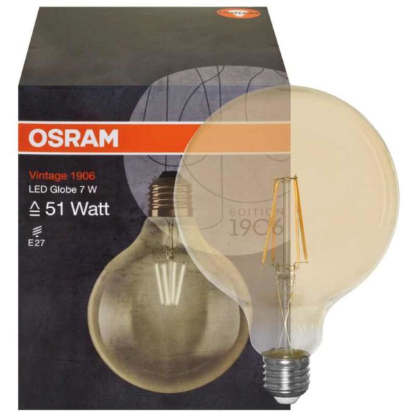 Osram Vintage 1906 LED Filament-Lampe Globe-Form gold E27 7W 650 lm