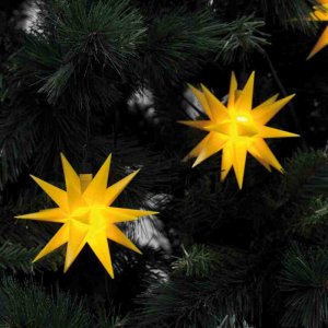 LED Weihnachtsbaumkette 9-flg. gelbe Sterne LEDs...