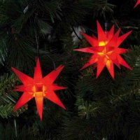 LED Weihnachtsbaumkette Deko Lichterkette 9 rote Sterne LEDs warmweiß