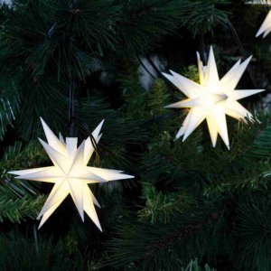 LED-Weihnachtsbaumkette 9-flg. weiße Sterne LEDs...
