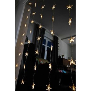 Sternen Lichtervorhang 50 warmweiße LEDs 2m lang...