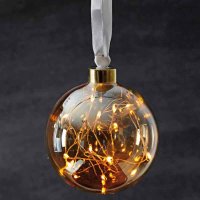 LED-Glaskugel Weihnachtskugel GLOW 15 warmweiße LEDs 10cm
