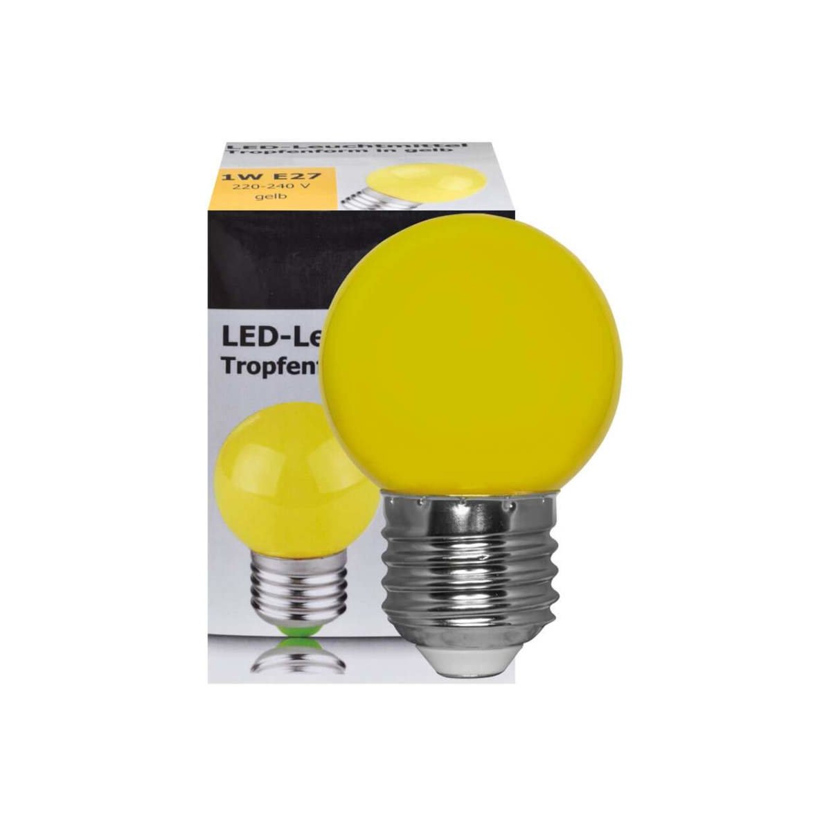 10 x LED Tropfen/Kugel E27 1W gelb Deko Lampe Birne farbig für Deko Lichterketten 