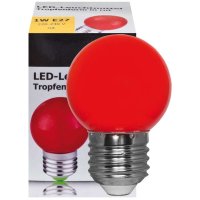 Rote LED-Tropfenlampe E27 1W Tropfen L=68mm Ø=45mm