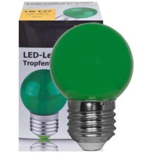 Grüne LED-Tropfenlampe E27 1W Tropfen L=68mm...
