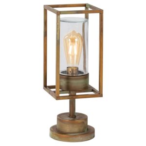 Moretti Luce filigrane Außensockelleuchte Cubic Altmessing