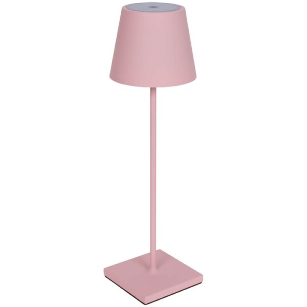 Sigor runde LED-Außentischleuchte Nuindie rosa mit Akku und Netzteil