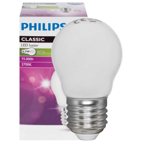 LED-Tropfenlampe matt CorePro LEDluster E27 6,5W 806lm 2700K Philips
