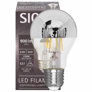 LED Kopfspiegellampe Glühlampen-Form silber E27 8,5W