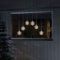 Konstsmide LED Außen Lichtervorhang 6 warmweiße LED Schneeflocken