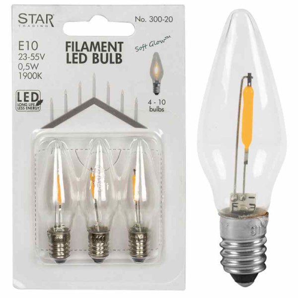 LED Fensterleuchter Kerze E10 23-55V 1900K 3er Set
