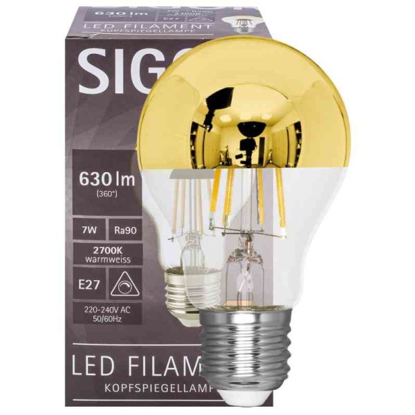 LED Kopfspiegellampe Glühlampen Form gold verspiegelt E27