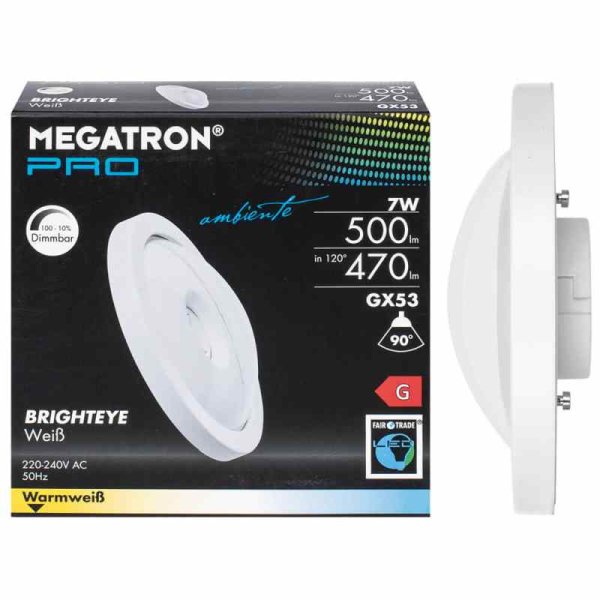 Megatron Pro LED BRIGHTEYE GX53 7W matt weiß
