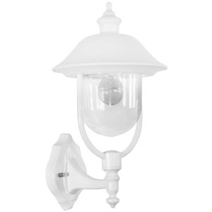 Landa Romantica weiße Außen Wandleuchte Alu Glas 1x E27