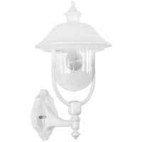 Landa Romantica weiße Außen Wandleuchte Alu Glas 1x E27