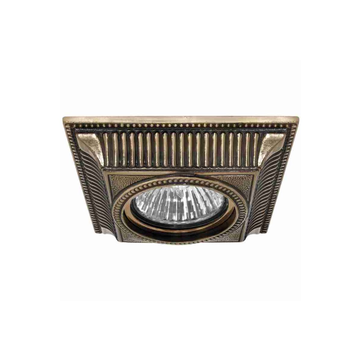 Possoni LED Halogen Einbauleuchte Messingguss antik, eckig, 