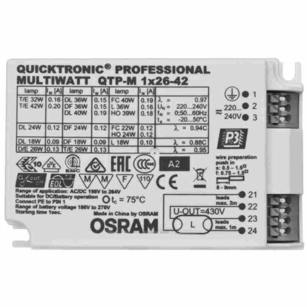 Osram Vorschaltgerät QUICKTRONIC QTP-M, elektronisch, 1 x 26W - 42W