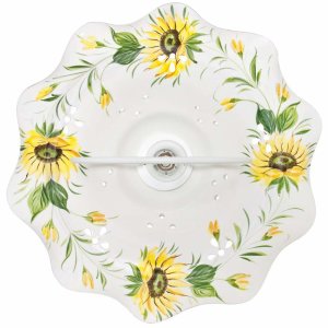 Ceramiche Borso Pendelleuchte Sonnenblumenmuster mit Rollyzug für E27